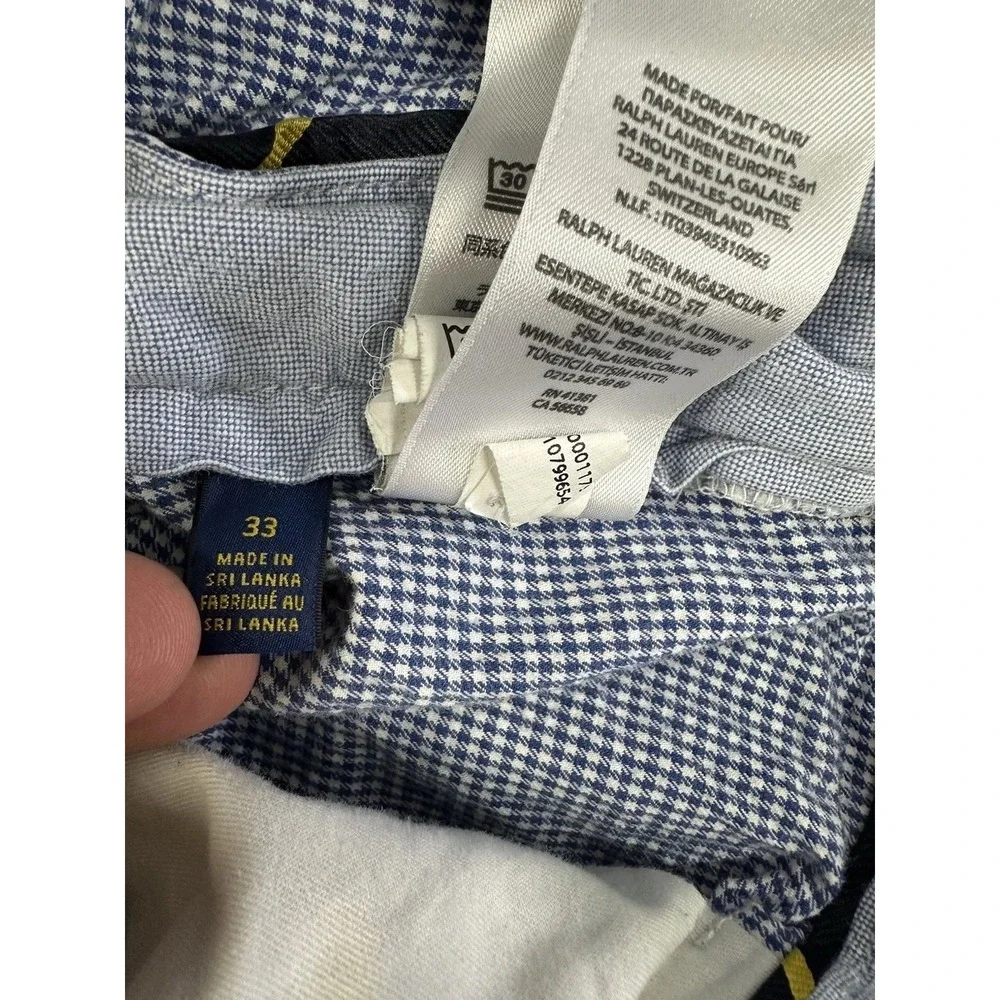 Polo‎ Ralph Lauren Seersucker Blue White Gingham Stretch Classic Shorts Men's 33